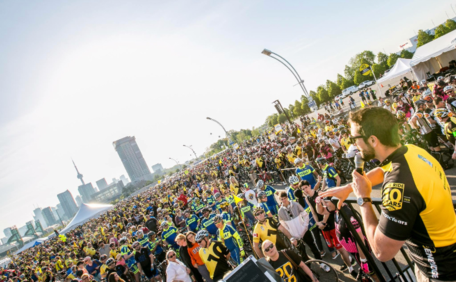 Thousands of participants gathered at the opening ceremonies of the Ride to Conquer Cancer in Toronto